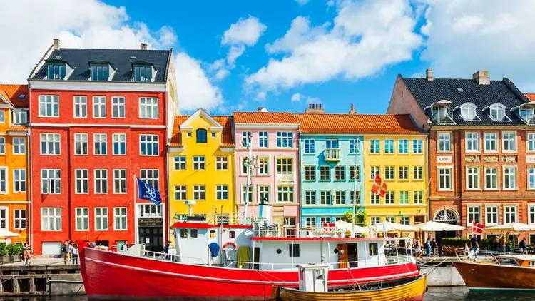 Colorful row houses in Copenhagen