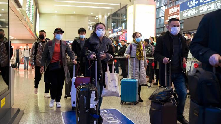 People in mask in airport