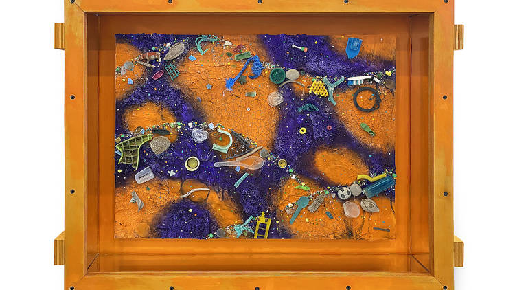 Small Flotsam Painting (Orange/Purple) by Ashley Bickerton