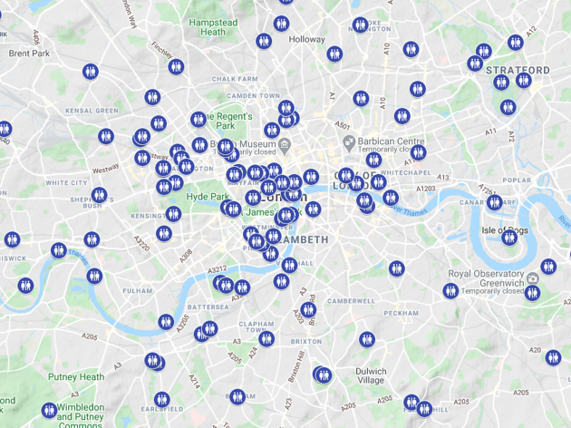 This map shows all of London’s loos open in lockdown Photograph: Lockdown Loo