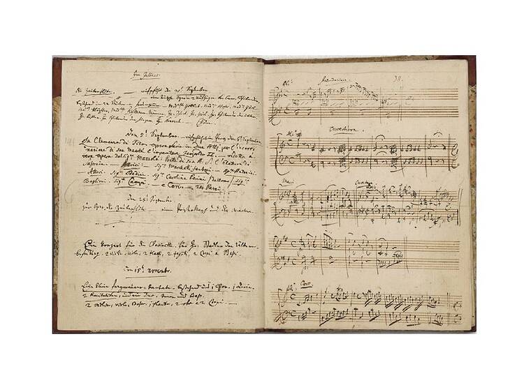 Música, Pauta, Páginas do caderno de anotações musicais de Mozart