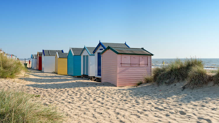 Beach huts, England beach 
