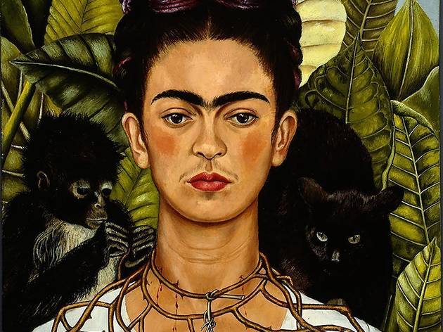 Pintura de auto-retrato de Frida Kahlo 'Auto-retrato com colar de espinhos e beija-flor' (1940), Frida Kahlo