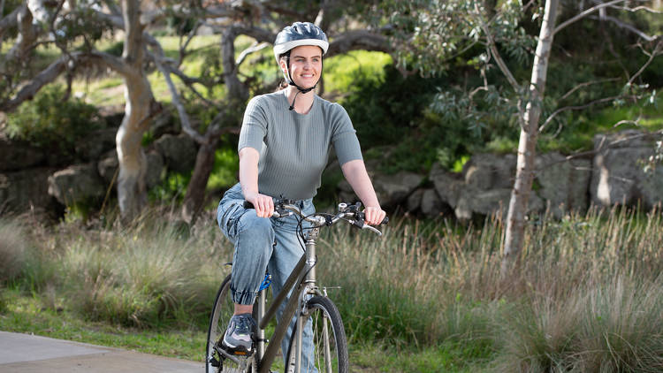 Person on bike at Lollypop Creek Bike Trail