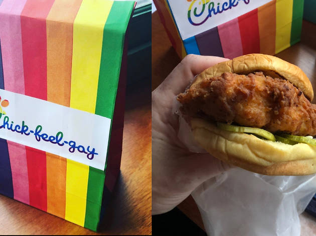 Lost Lake’s Chick-Feel-Gay pop-up will sell ‘hate-free’ chicken sandwiches Lost Lake Chick-feel-gay sandwich