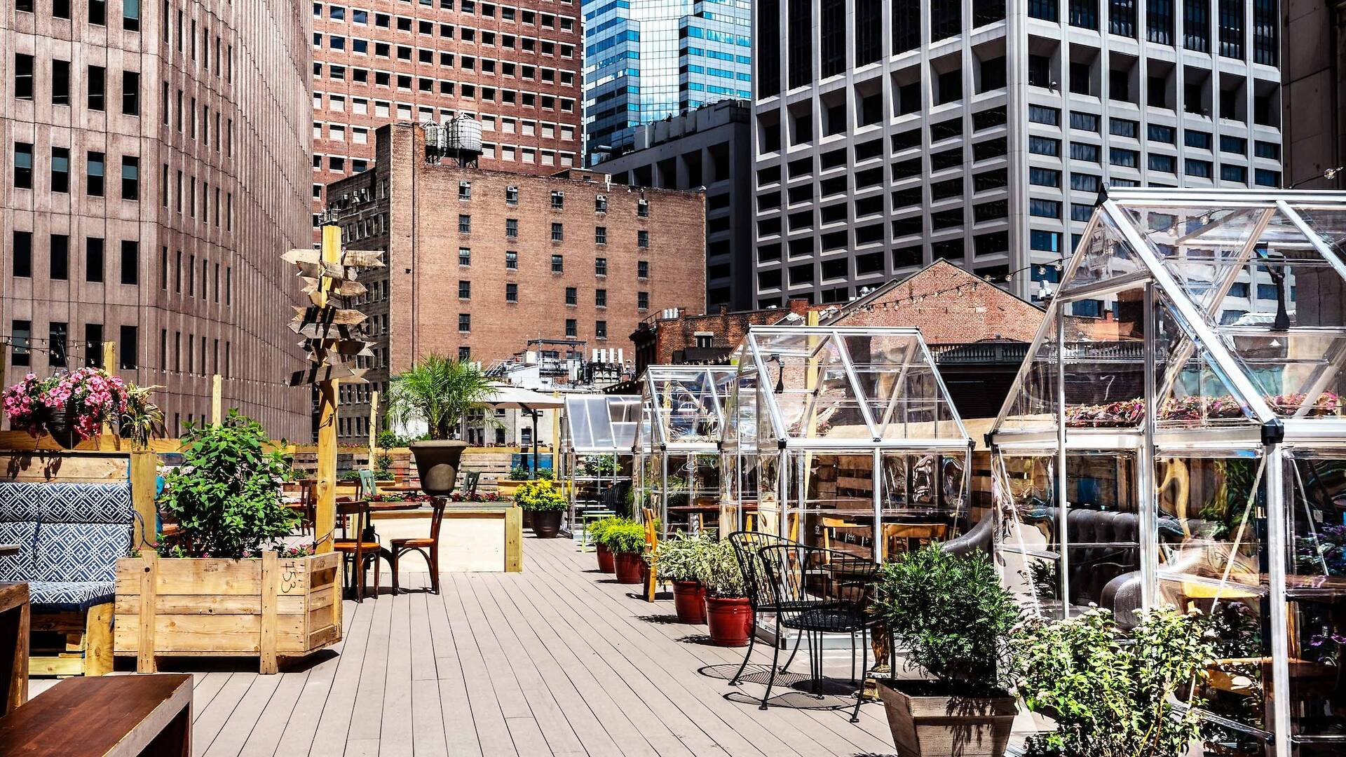 Dine in private greenhouses at this Manhattan rooftop restaurant