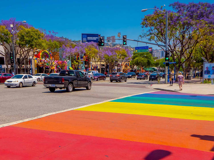 Stroll along the Rainbow Crosswalk