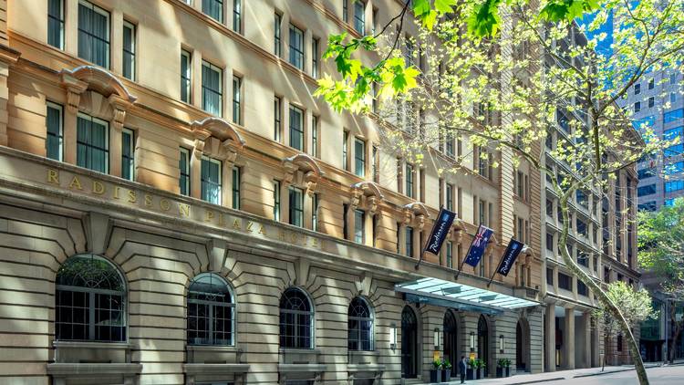 Sandstone exterior of hotel