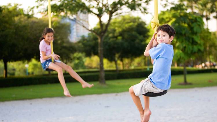 kids on swings