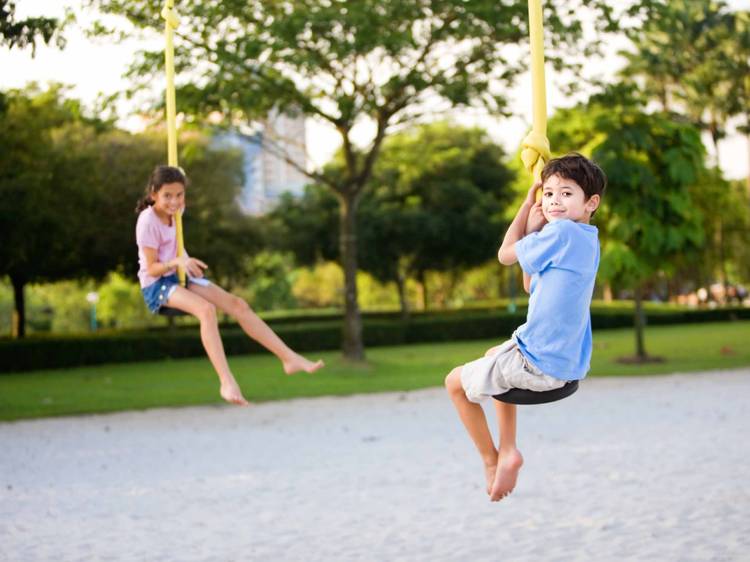 kids on swings