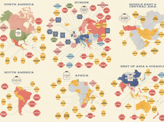 世界各国の最も古いレストランをまとめたインフォグラフィックマップ