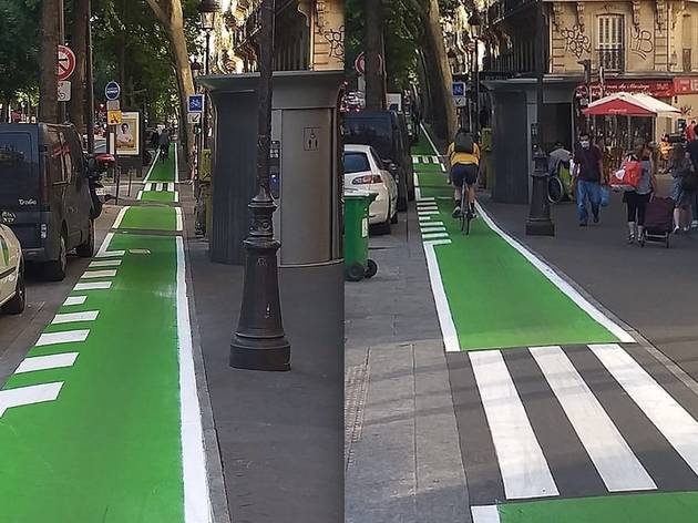 Deux pistes cyclables colorées en vert pour renforcer la sécurité à vélo Marie du 10e