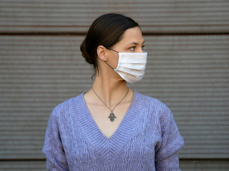 Woman wearing face mask