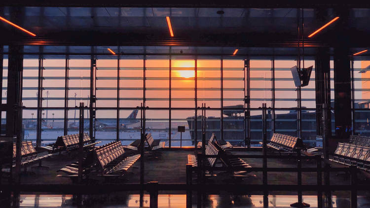 Empty airport terminal