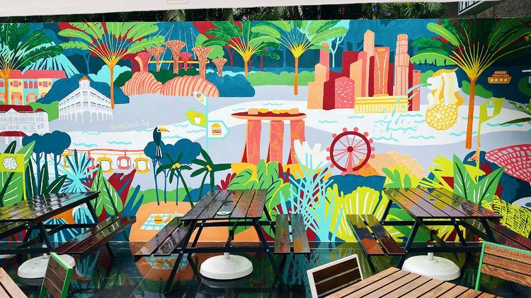 Shake Shack Orchard Road outdoor mural 