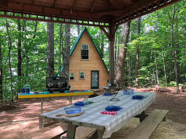 The island A-frame in Monmouth, ME