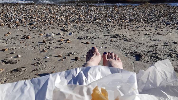 Chips on the beach