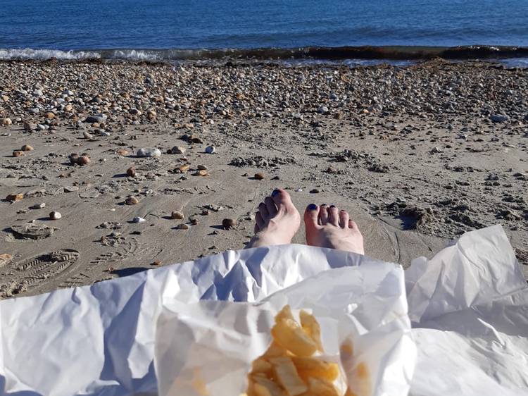 Chips on the beach
