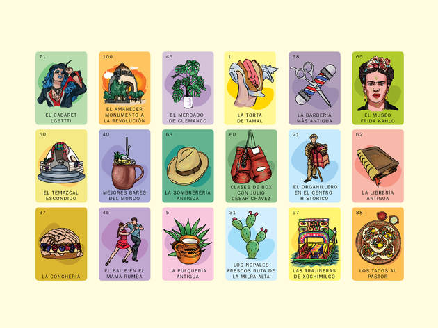 Portada experiencias CDMX Ilustración que hace referencia al juego mexicano Lotería