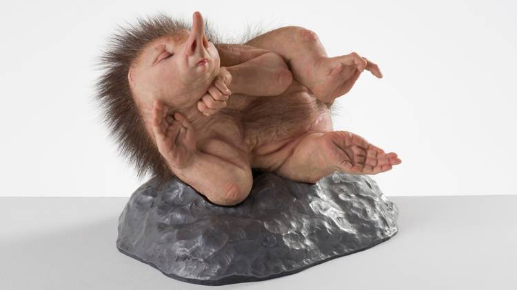 Patricia Piccinini's sleeping hedgehog-like sculpture The Dreamer