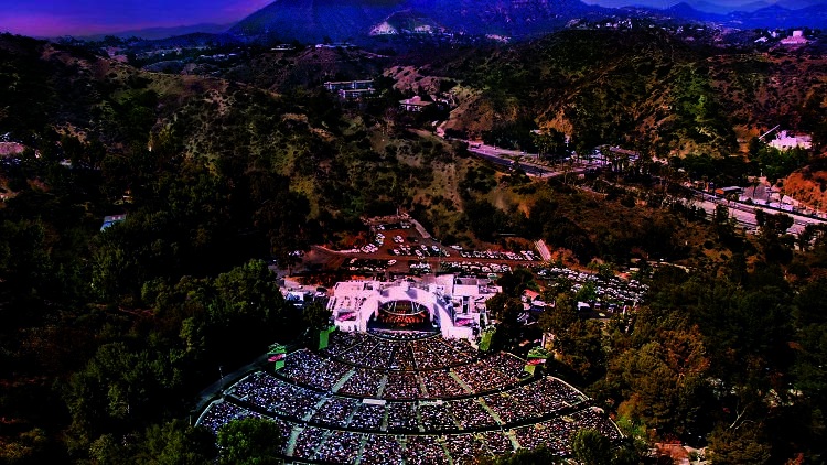 Hollywood Bowl, drone image, Los Angeles, California