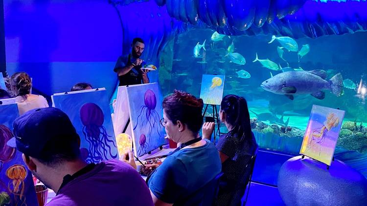 Champainting at Sea Life Sydney Aquarium