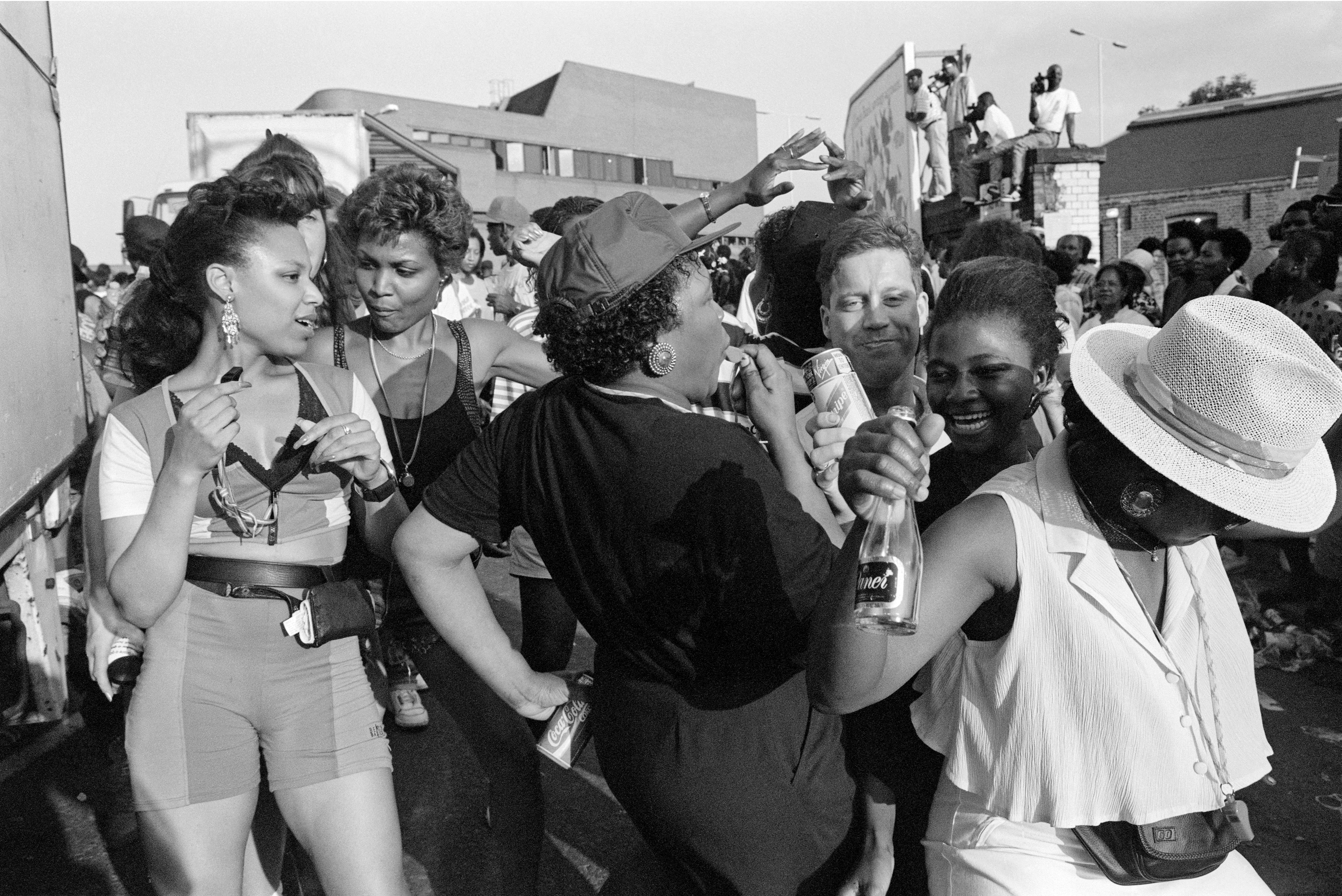 Revellers at Notting Hill Carnival, Elkstone Road, 1991. Photogr