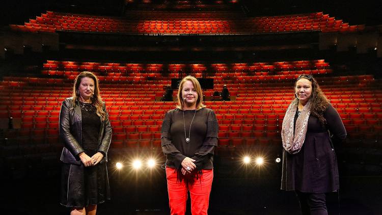 Larissa Behrendt, Phillipa McDermott and Pauline Clague in the Joan Sutherland Theatre