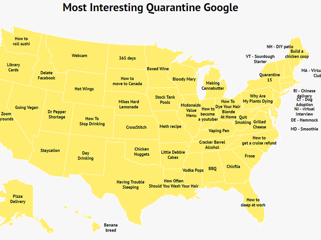 This map shows us the most interesting thing each state Googled during ...