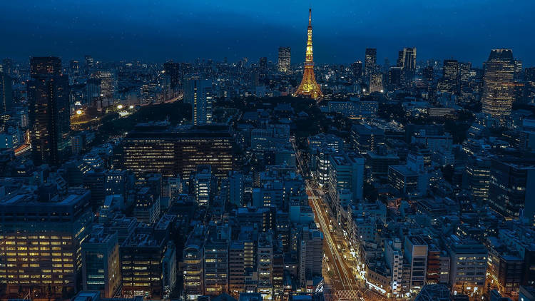 Tokyo skyline at night, Tokyo Tower