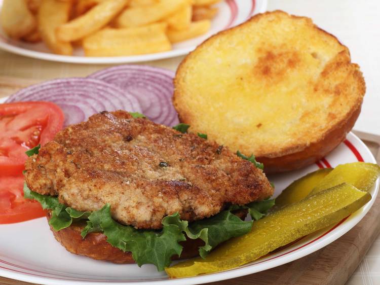 Iowa: Breaded pork loin at Goldie’s Ice Cream Shoppe in Prairie City