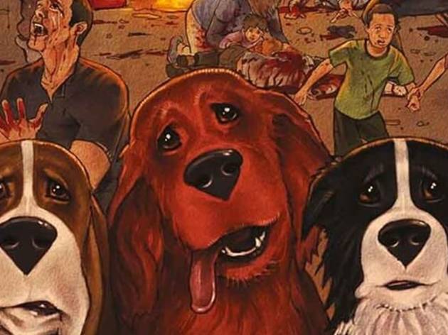 Cómic Rover Red Charlie Ilustración de tres perros del cómic Rover Red Charlie