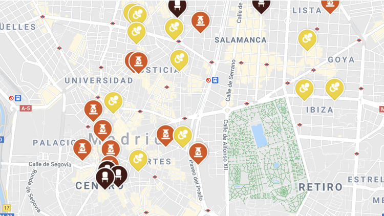 Mapa tiendas curiosas Madrid. Más que un local