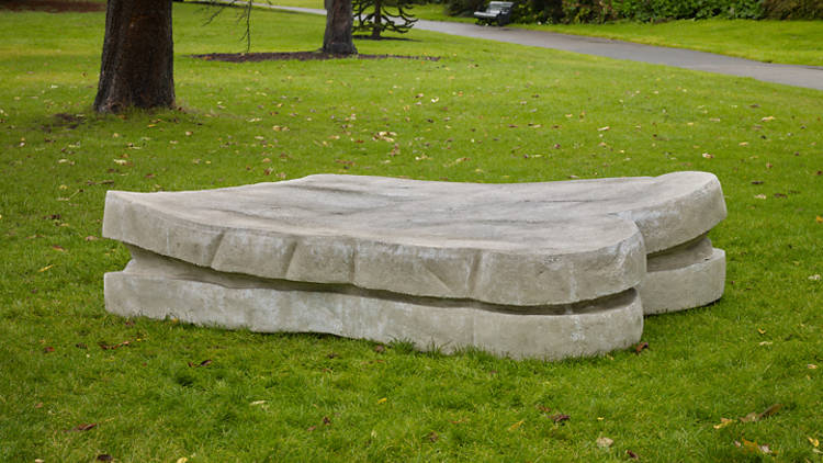 Sarah Lucas, Sandwich, 2011 - 2020, Concrete, Sadie Coles HQ, Frieze Sculpture 2020. Photo by Stephen White. Courtesy of Stephen White/Frieze.