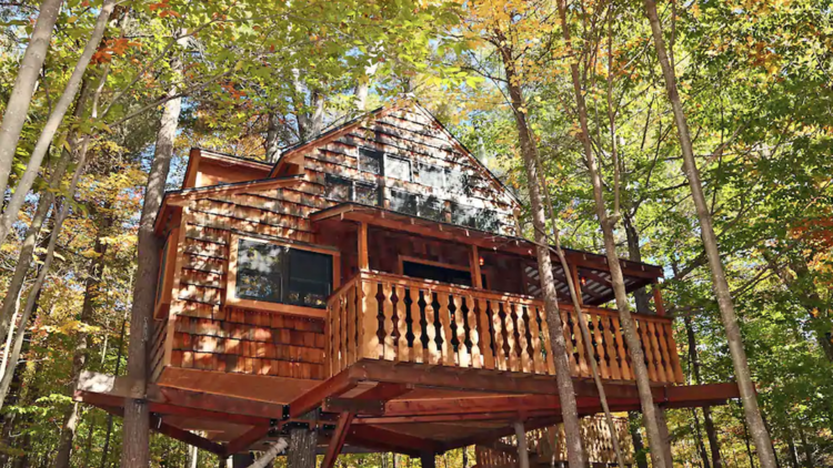 The luxurious two-story treehouse in Newbury
