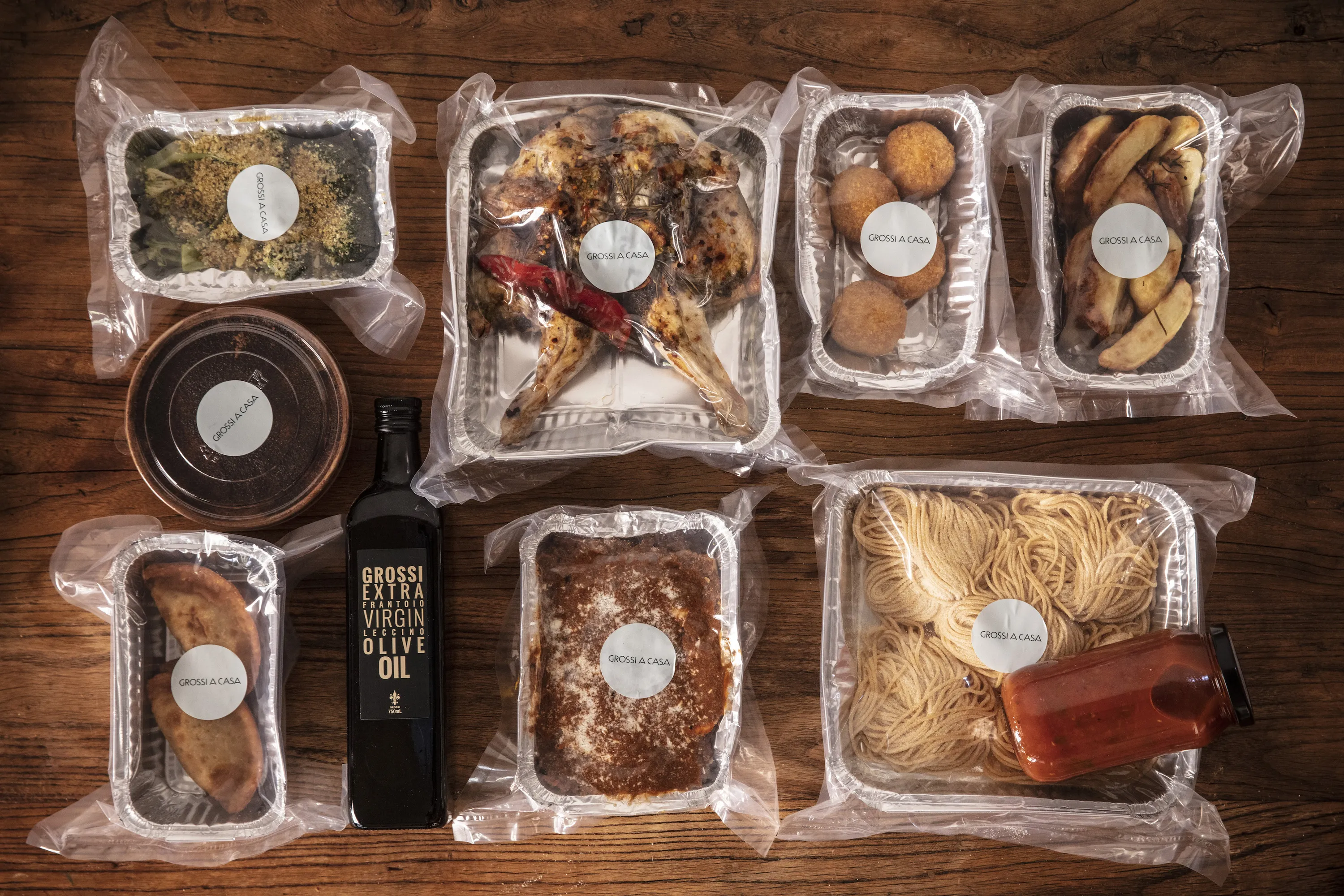 Italian food in take-away containers