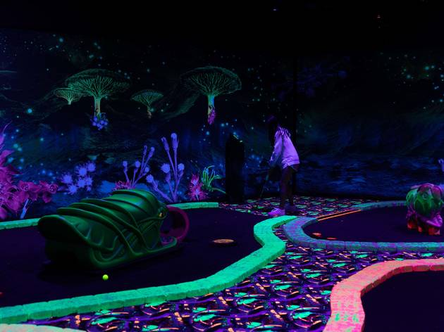 This blacklight mini golf course is out of this world This blacklight mini golf course is out of this world