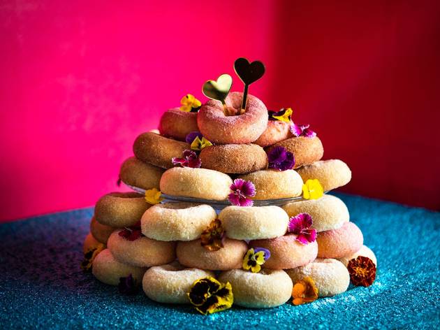 OMG Donuts A stack of doughnuts