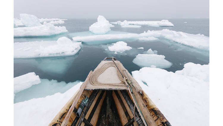 Umiaq and north wind during spring whaling by Kiliii Yuyan