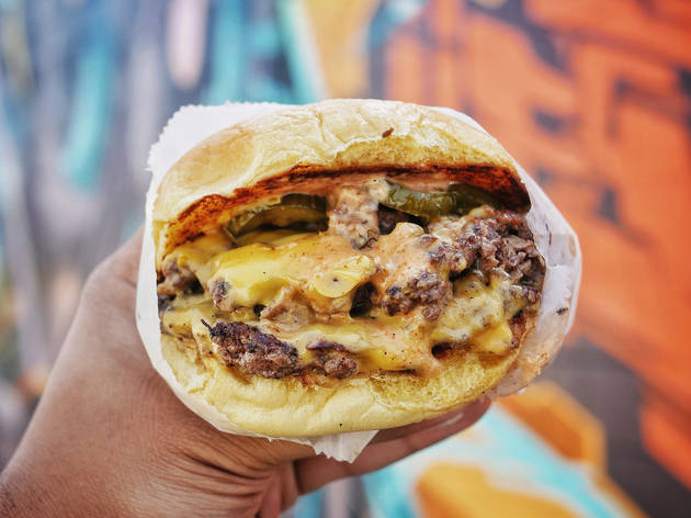 Heavy Handed's Halloween-themed burger pop-up at Yamashiro Heavy Handed cheeseburger