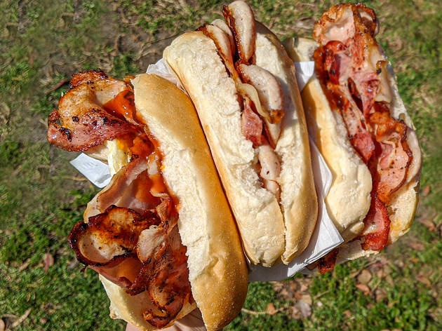 Bowen's Bacone and Egg Rolls Three bacon and egg rolls
