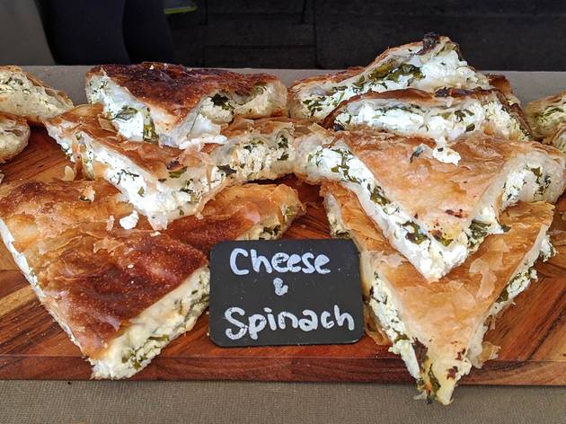 Alexander's Bakery burek Cheese and Spinach burek on a wooden board