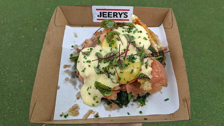 Smoked salmon Florentine roti at Ramsgate Foodies and Farmers Markets