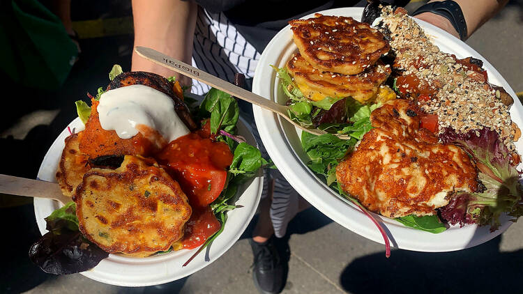 Corn fritters at Bondi Farmers Markets