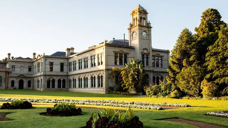 Werribee Mansion and its grounds bathed in morning light