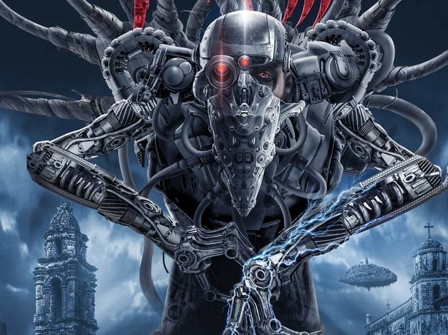 Cartel del festival FERATUM 2020 Ilustración de robot-calabera