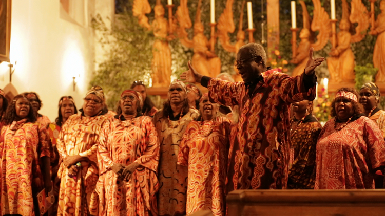 The Central Australian Aboriginal Women’s Choir performing in Germany