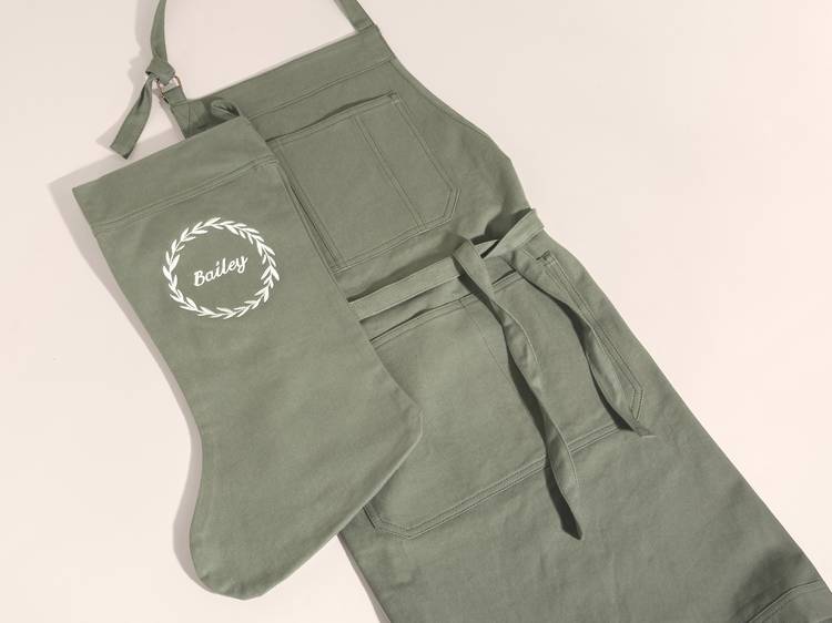 An apron and a Christmas stocking