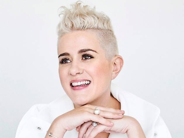 Songs of Don, Headlands, Sydney Festival 2021 Katie Noonan with short bleached blonde hair in a white shirt