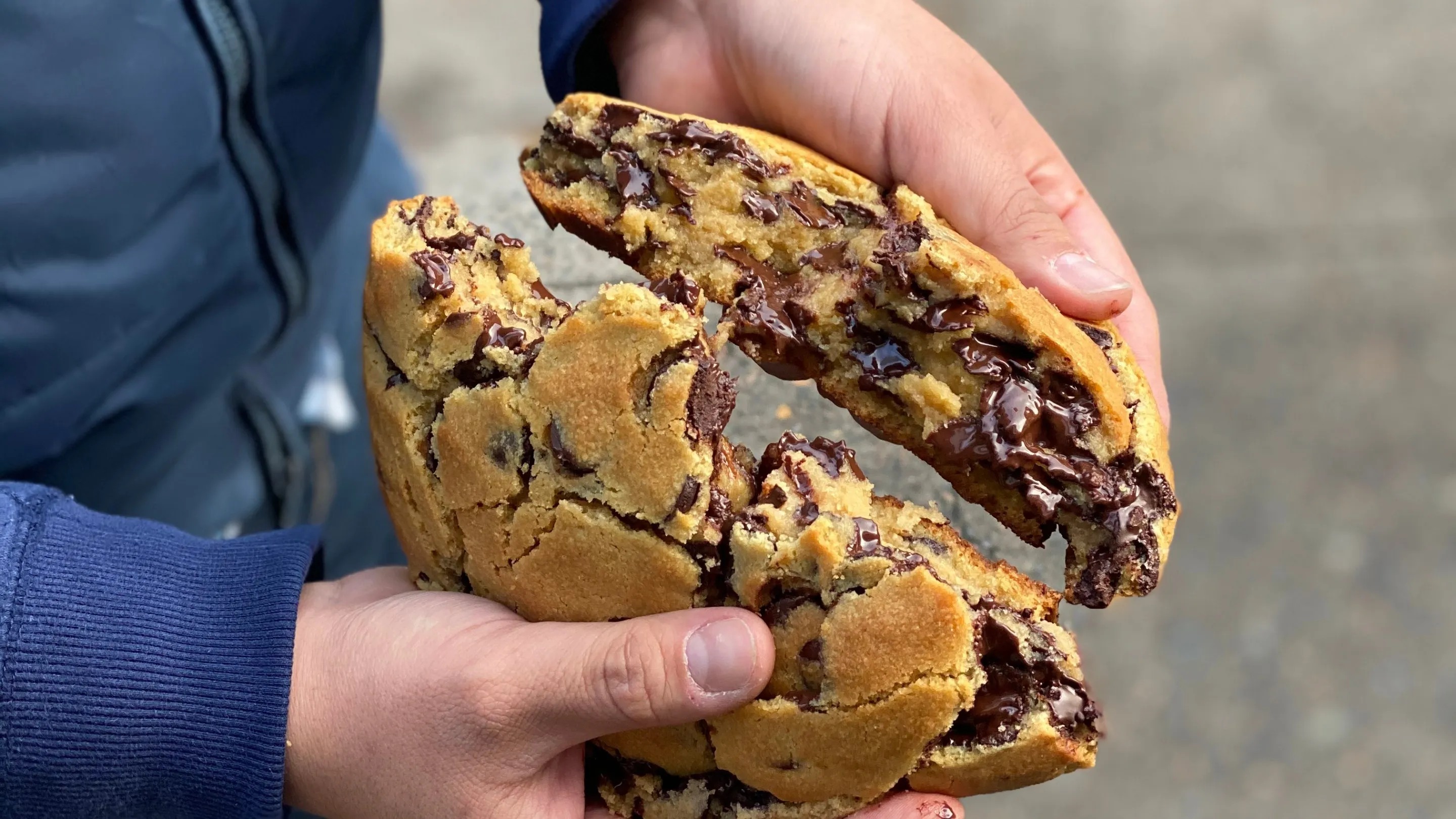 Man breaking cookie